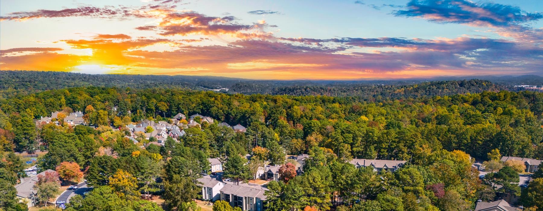 a neighborhood with trees and houses