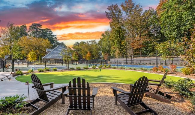 seating by a putting green